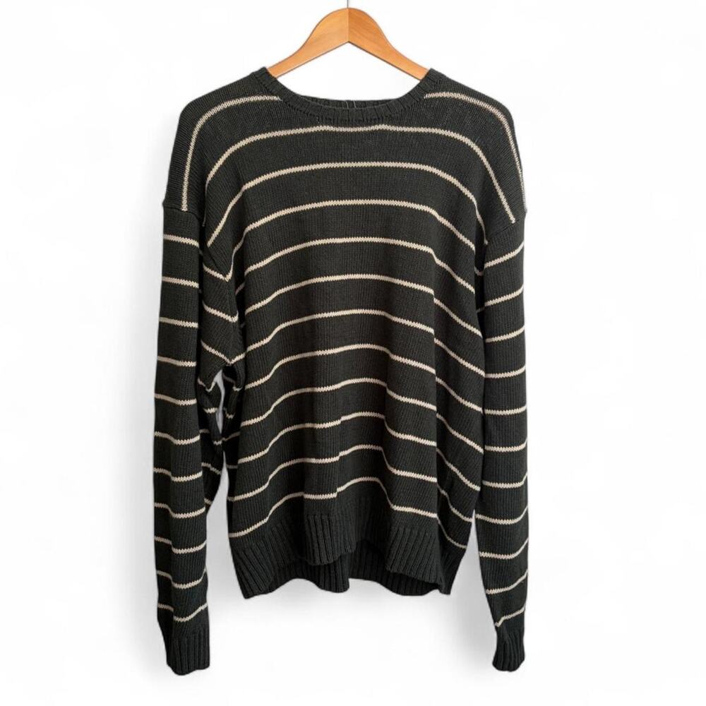 Vintage Polo Ralph Lauren Green Striped Sweater Men’s 2XL Preppy New Minimalist